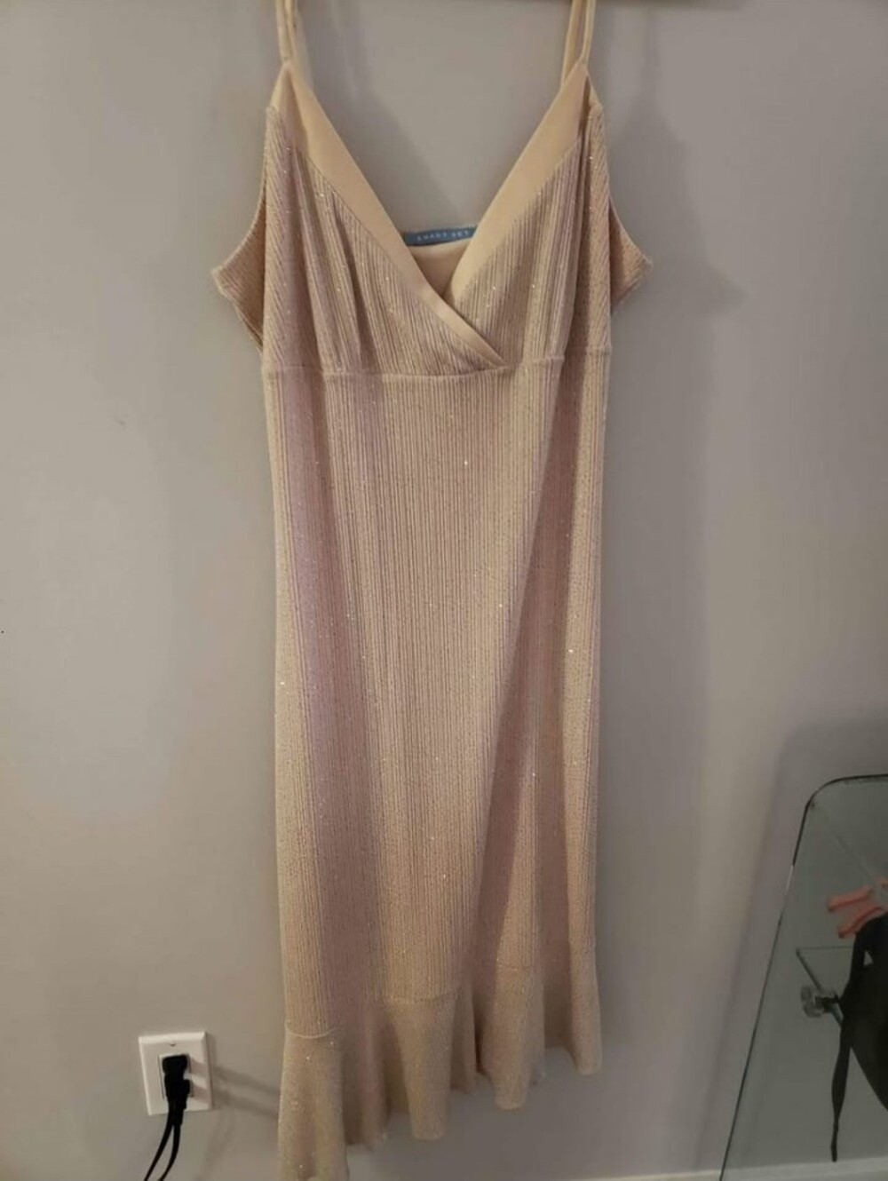 Smart Set Shimmery Champagne V-Neck Maxi Dress